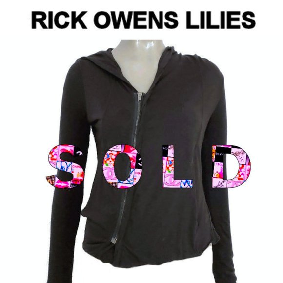Rick Owens Tops - RICK OWENS LILIES ZIP FRONT HOODIE LUXE HOOD